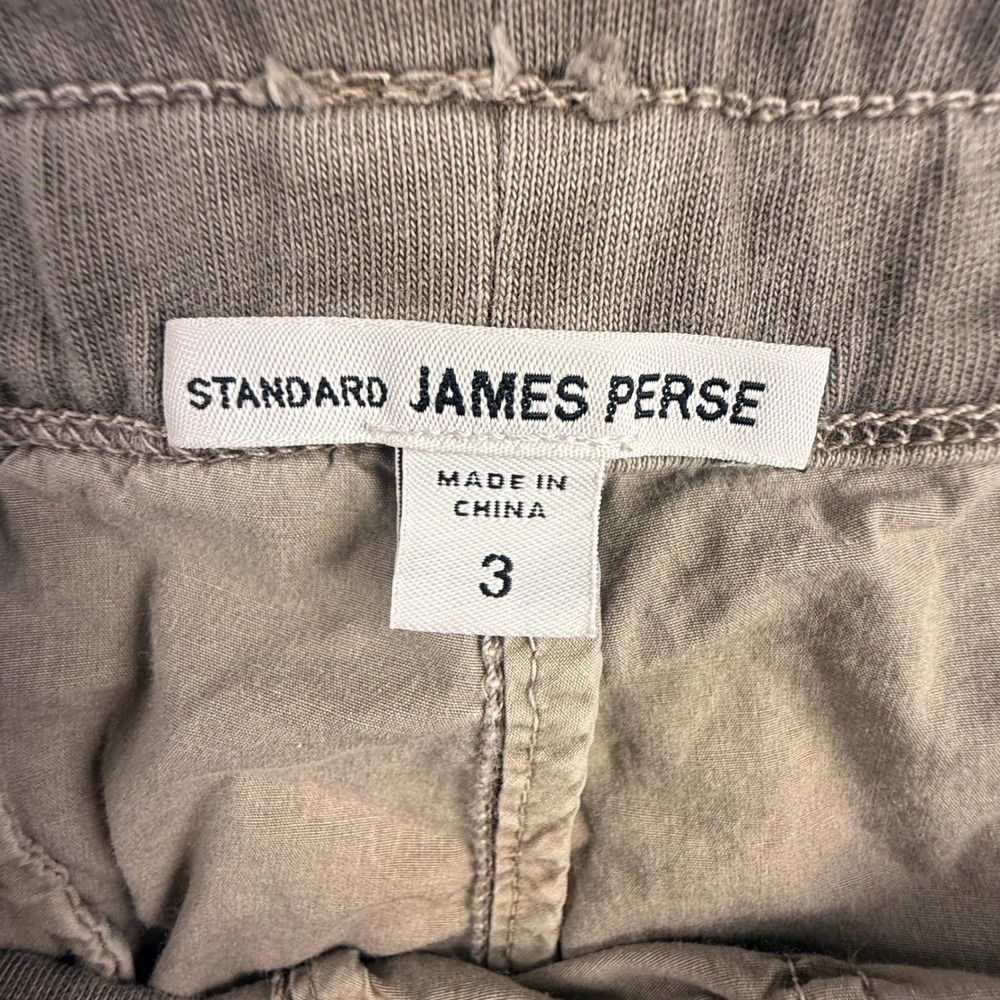 Standard James Perse Womens Utility Joggers Tan Drawstring Zip Pockets Size 3 - Picture 4 of 8
